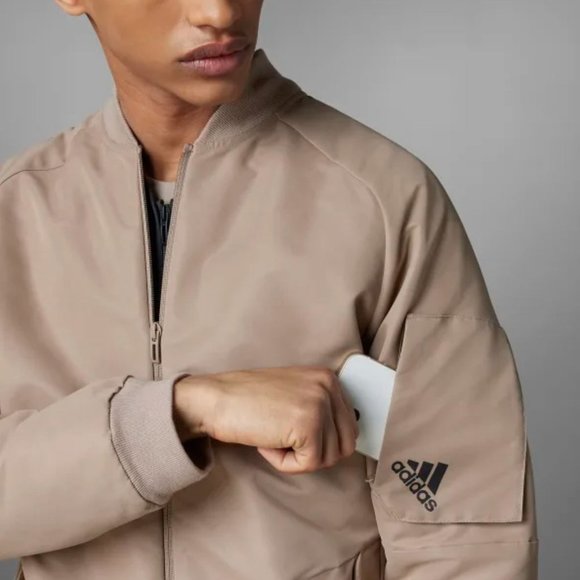 adidas Men Designed 4 Gameday Bomber Jacket Chalky Brown Size M - Picture 4 of 15